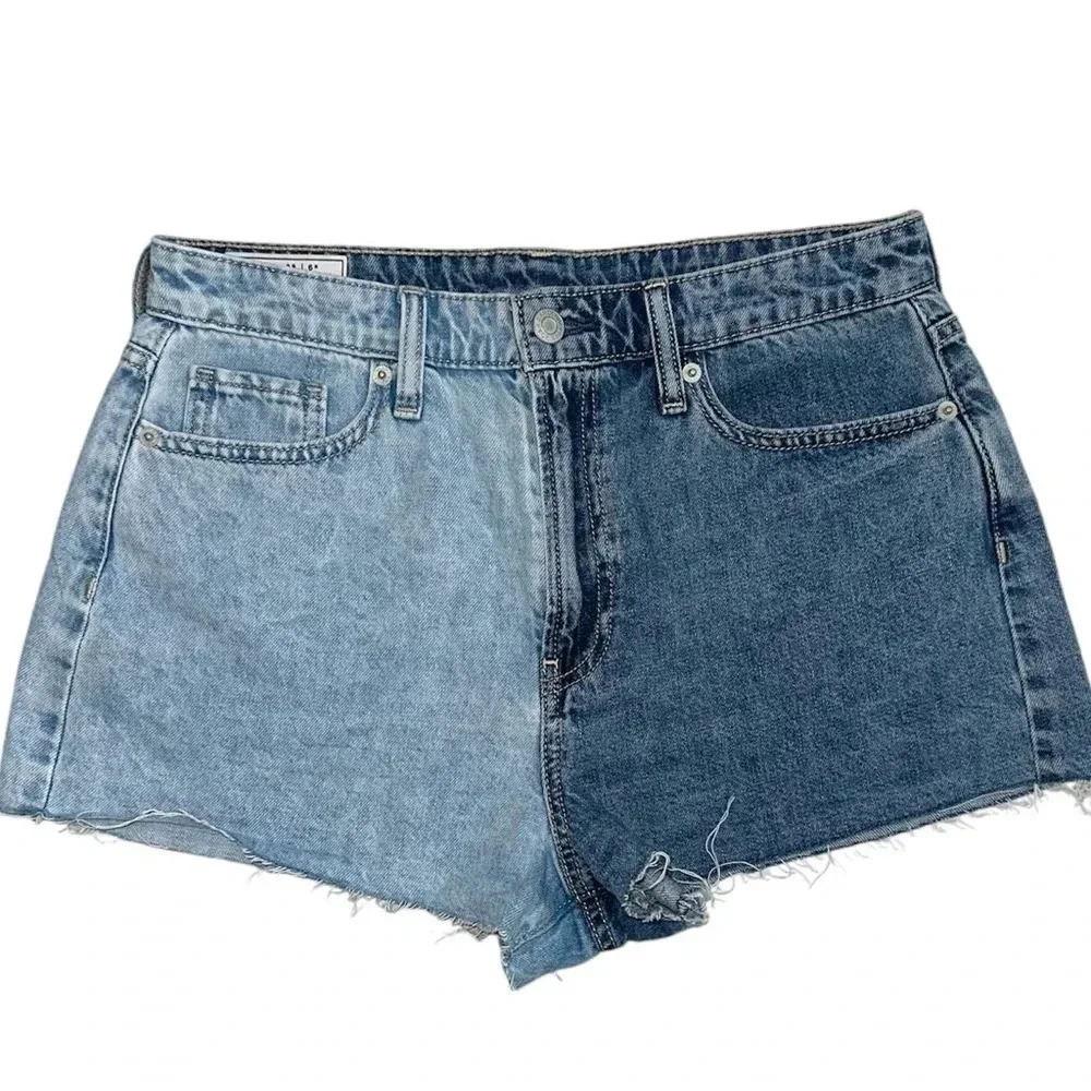 GAP Two-Tone Denim Shorts in Light and Dark Blue